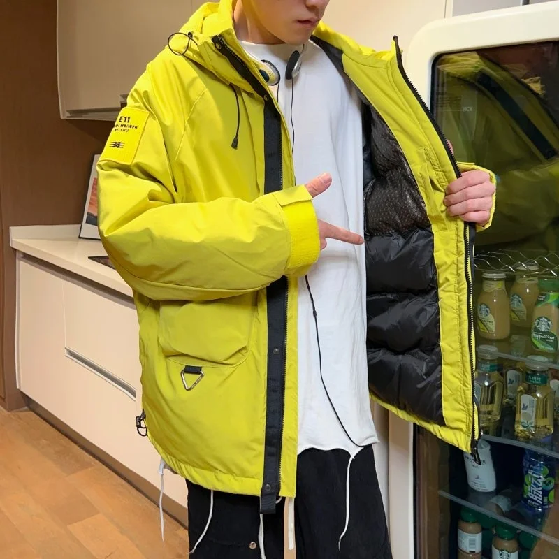 

Утепленная мужская зимняя куртка-пуховик: повседневная рабочая одежда, хлопковая стеганая куртка для молодежи, модная теплая городская модель с капюшоном