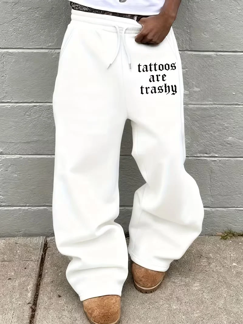 

Punk Gothic Hip Hop Men's Casual Wide-Leg Pants Loose Autumn Winter Straight Pant Trousers Joggers Sweatpant Harajuku Streetwear