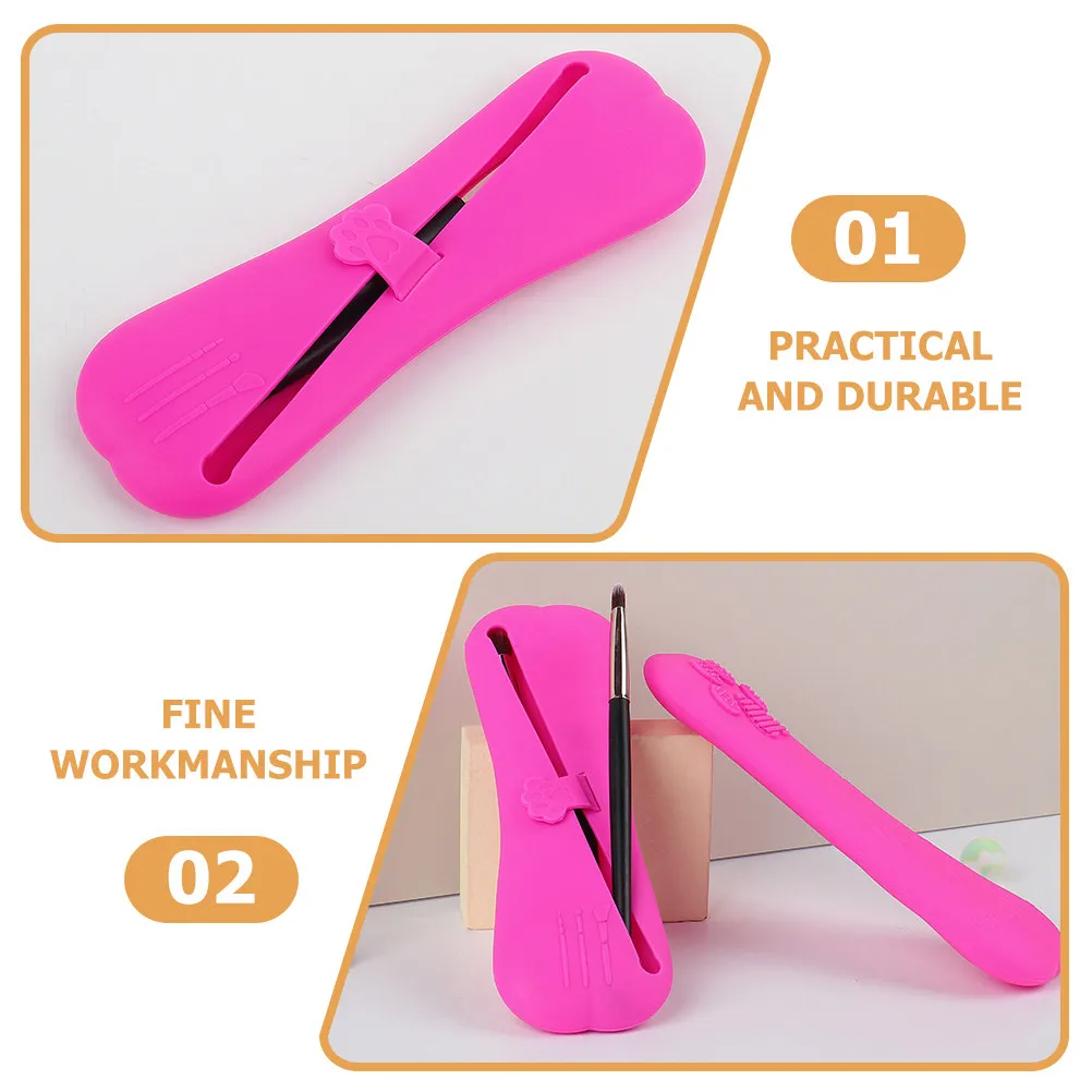Silicone Makeup Brush Holder Case Travel-Friendly Compact Lightweight Organizer for Brushes Lipsticks Eyeshadows Pencils