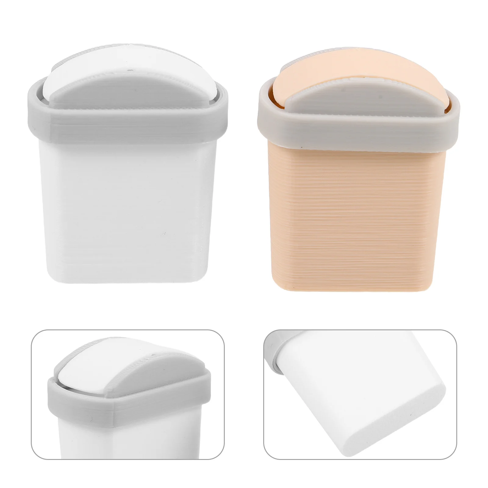 2Pcs Miniature Trash Can Swing Lid Realistic 1:12 Scale Plastic Bin Dollhouse Furniture Decor Desktop Storage Bin