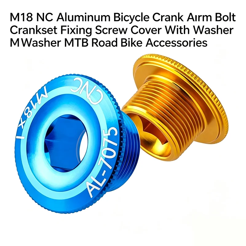 M18 CNC Aluminum Bicycle Crank Arm Bolt Crankset Fixing Screw Cover With Washer MTB Road Bike Accessories