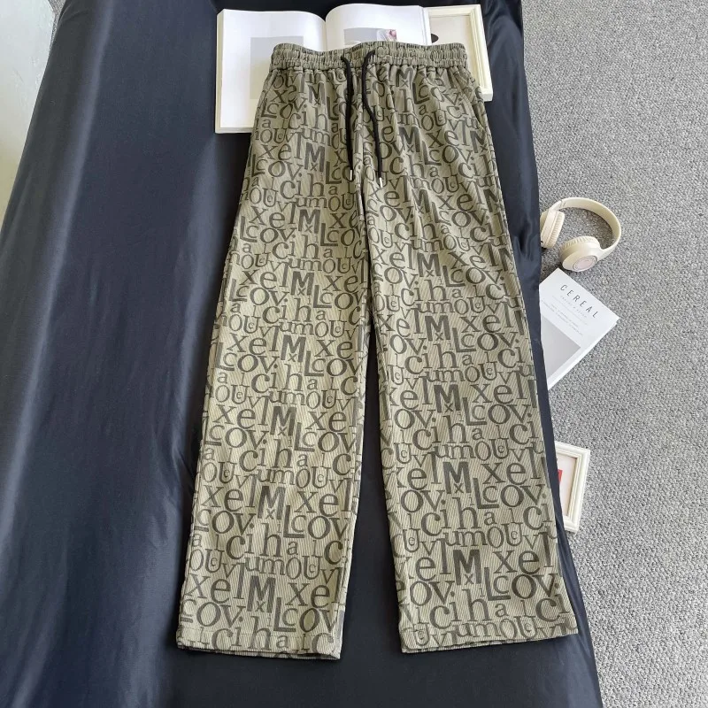 

Men Casual Pants Fashion Jogger Pant Loose Straight Wide Leg Trousers Letter print Cargo Pants Man Solid Streetwear