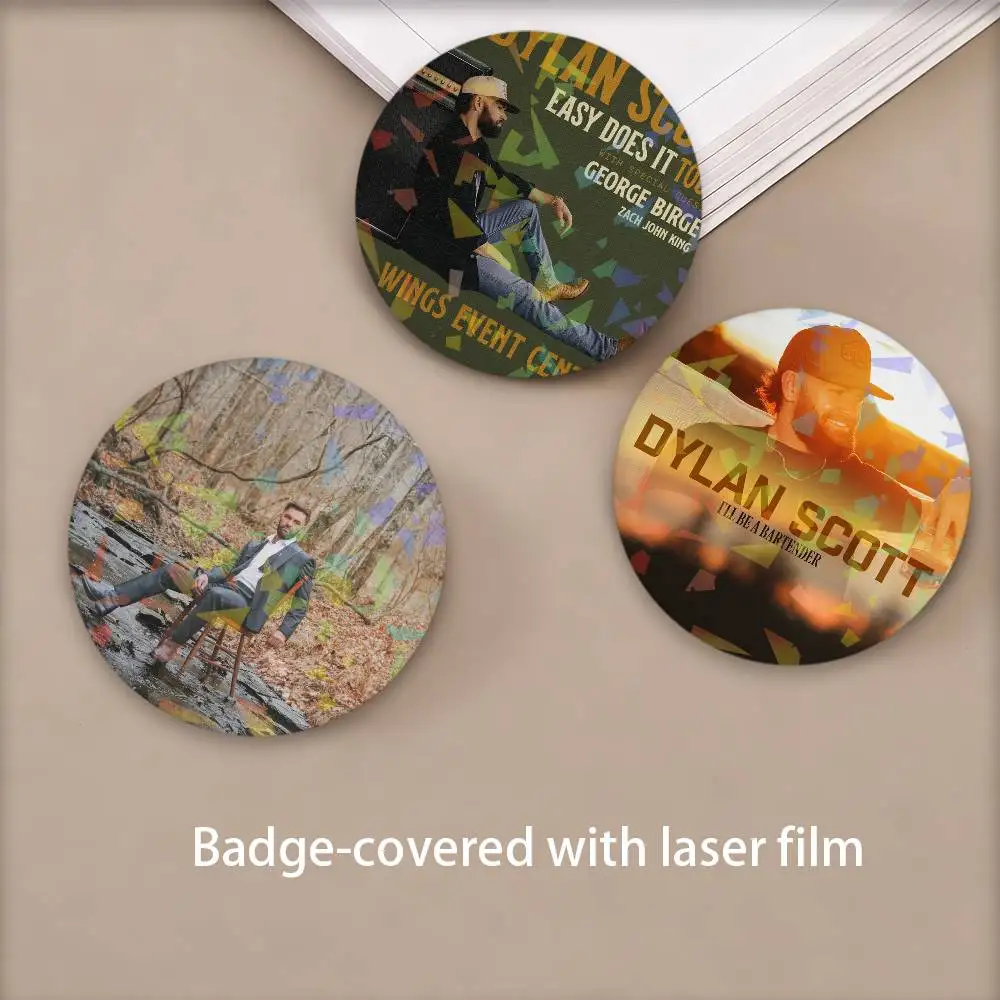 Singer D-Dylan Scott Badges Round Laser Badge Brooch Backpack Accessories