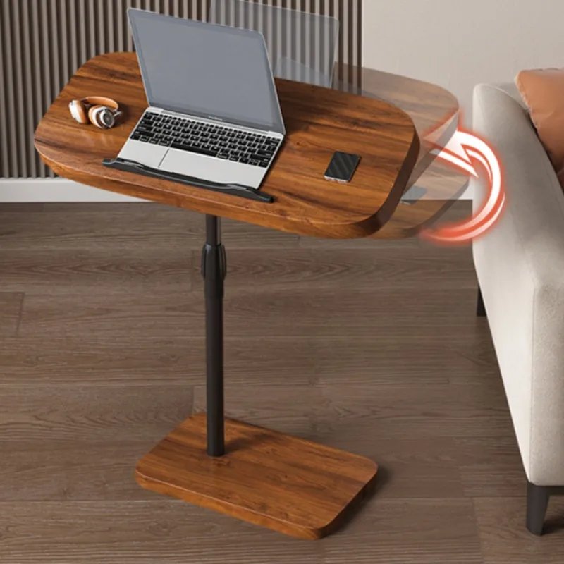 Height Adjustable Bedside Table Multi-Functional Sofa Desk Rolling Metal Frame Tray for Bedroom Balcony or Compact Living Room