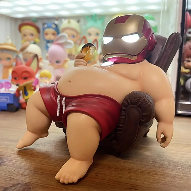 

Marvel Chubby Iron Man Action Figure Donut Eating PVC Model Car Ornament Desktop Decor Collectible Geek Gift for Marvel Fans