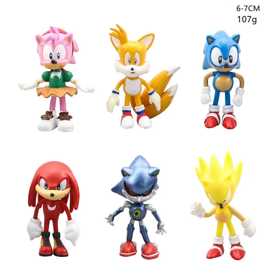 New whole set sale Sonic Tails Werehog Action Figures Blue Shadow Doll Cartoon Figurines Collectible Dolls Kids Hedgehog Toy