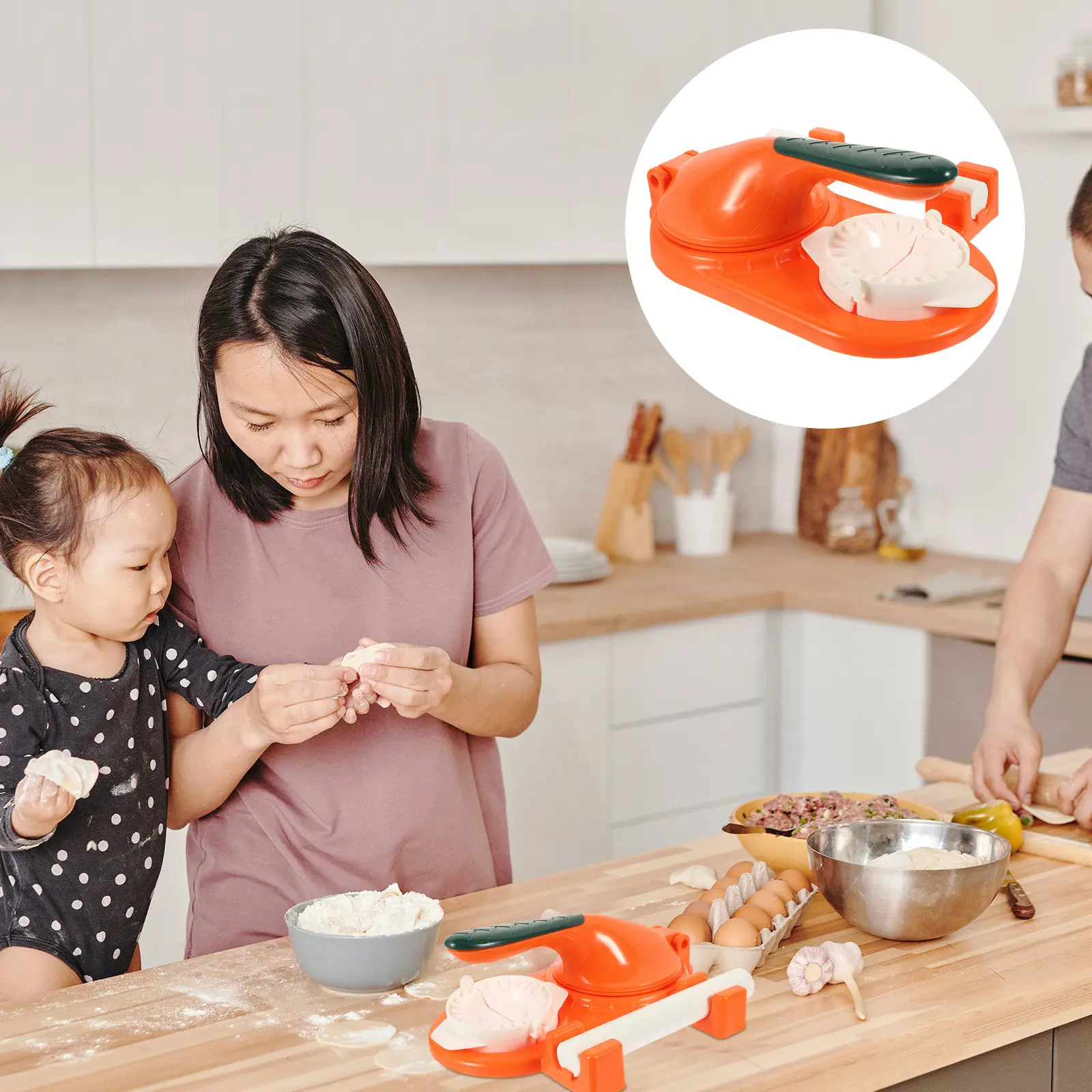 1 Set de Máquina Manual Premium para Hacer Empanadillas/Dumplings, Herramienta de Cocina para Controlar la Grosura y Ahorrar Esfuerzo