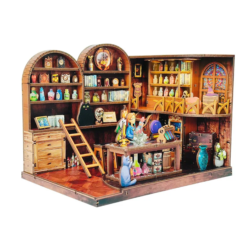3D 퍼즐 마법 물약 실험실 DIY 키트 - 나무 미니어처 장면 수제 인형집 |   창의적인 교육용 장난감 홈 데코 2025