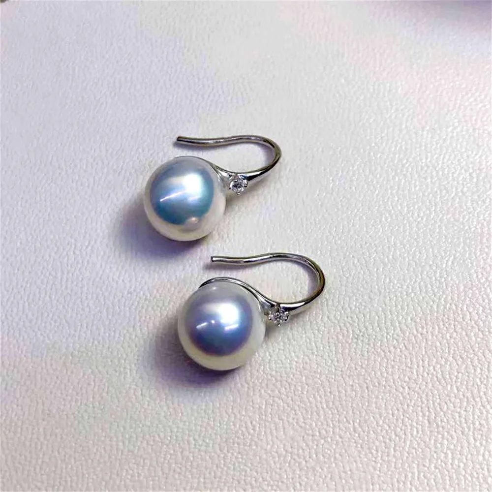 DIY Pearl Mini Accessories S925 Pure Silver Ear Stud Empty Holder Gold Silver Earrings Fit 8-10mm Round Beads E168