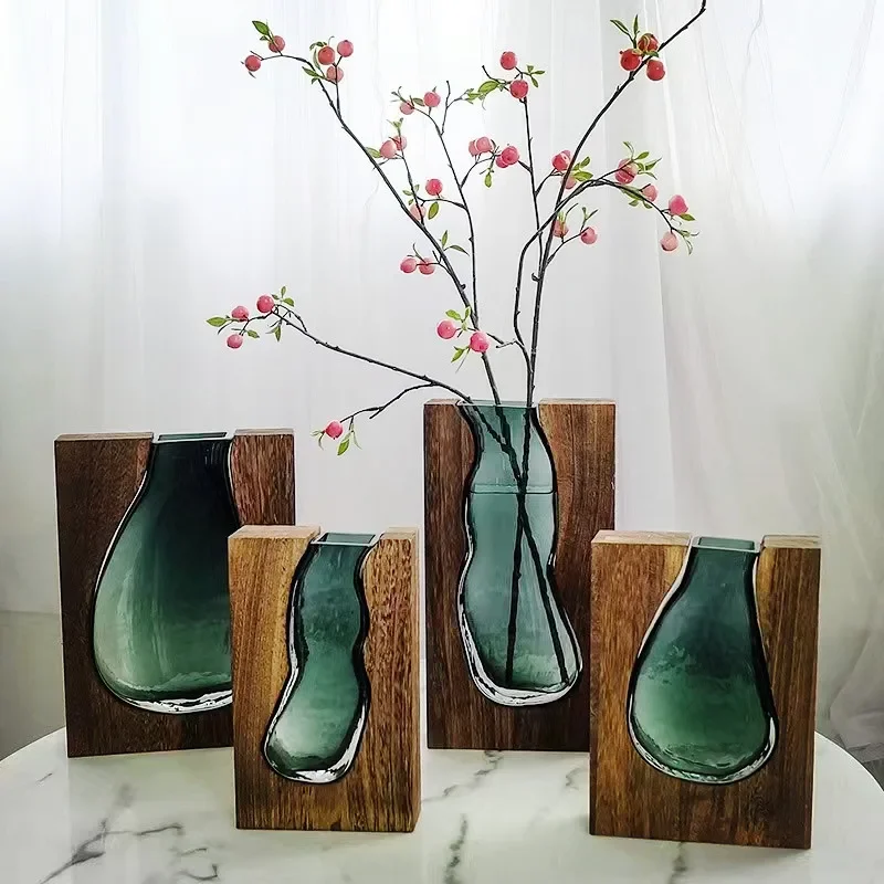 

For New Chinese Style Glass Vase Wholesale Decoration Home Accessories Living Room Entrance Hydroponic Flower Vase High-end Soft