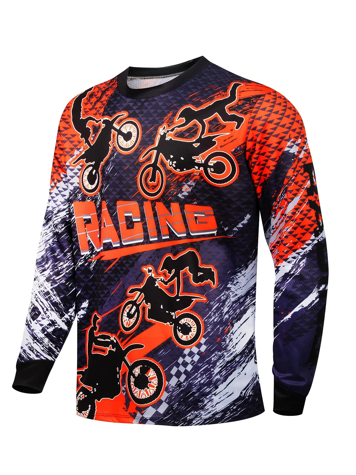 RACING off-road motorcycle riding long sleeved shirt orange purple splashed ink mountain speed dry breathable speed subdued