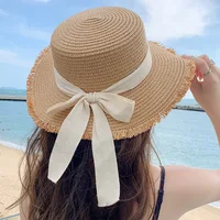 Korean Bow Straw Hat for Women Outdoor Beach Wide Brim Sun Visor Cap  Summer Vacation Sunshade Female Panama Hats - Image 3