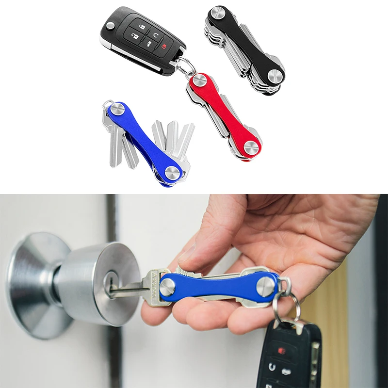 1pc Mini Keychain Smart Key Chain Compact Metal Decorative Key Clip Aluminum Organizer Outdoor Keys Holder Clip Tools