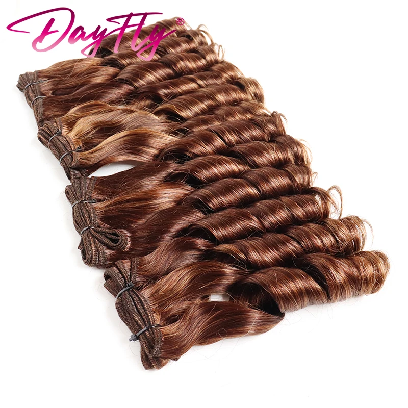 Ombre Brazilian Bouncy Curly Hair Weaves Human Hair Bouncy Curly Bundles 3/4 Bundles Deals T1B99J 30 Natural Hair Extensions