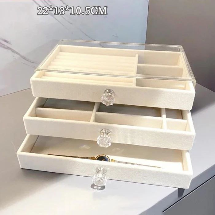 1PC Acrylic Jewelry Organizer Box 3 Layers Drawer Jewelry Boxes  Jewelry Necklace Display Box Space Saving Desktop Storage Case