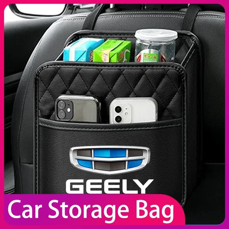 

Car Backseat Multifunction Leather Hanging Storage Bag Interior Accessories For Geely GX3 Geometry Coolray Emgrand Accessories