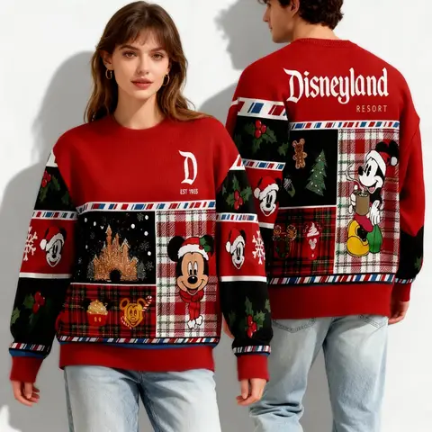 Disney Goofy Princess Mickey Christmas Party Sweet Cool Oversized Women's Adult and Children's Autumn/Winter Round Neck Hoodie