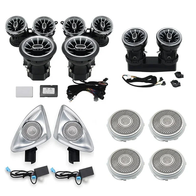 Front Rear Air Vents 64 Colors Ambient Light 4D Rotating Tweeter For M-Benz E-class W213 E250