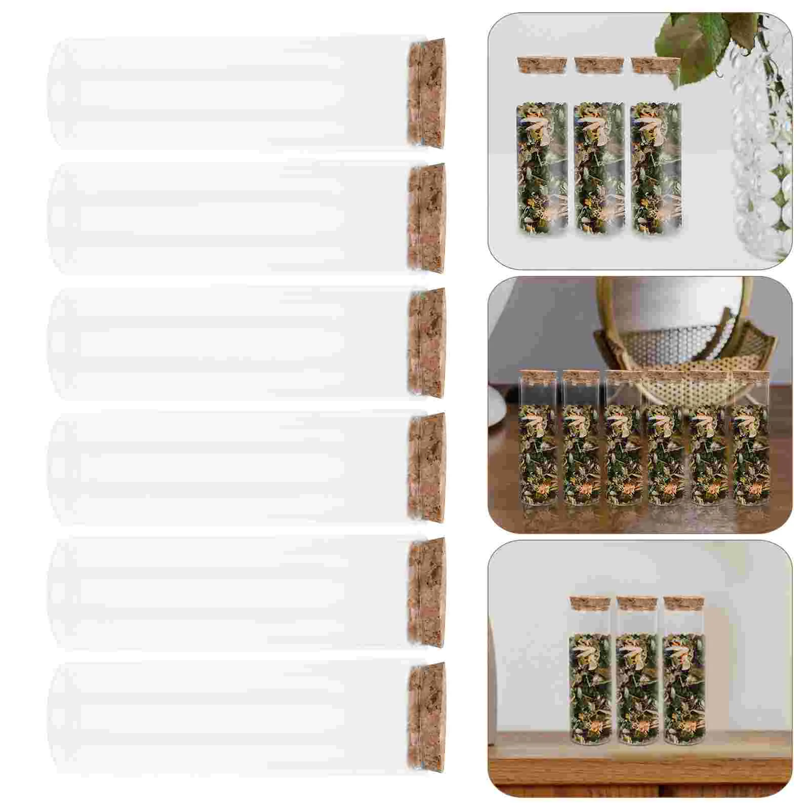 6 Pcs Cork Glass Bottle Test Bottles Flower Powder Storage Tube Tubes with Mini Wish Candy Jar