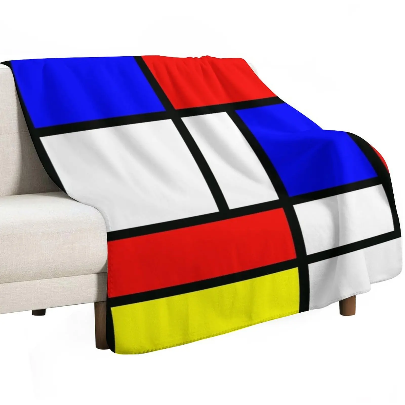 Piet Mondrian Composition 2 | Color Block with Red Yellow and Blue Throw Blanket Soft Plush Blanket as Housewarming Gift