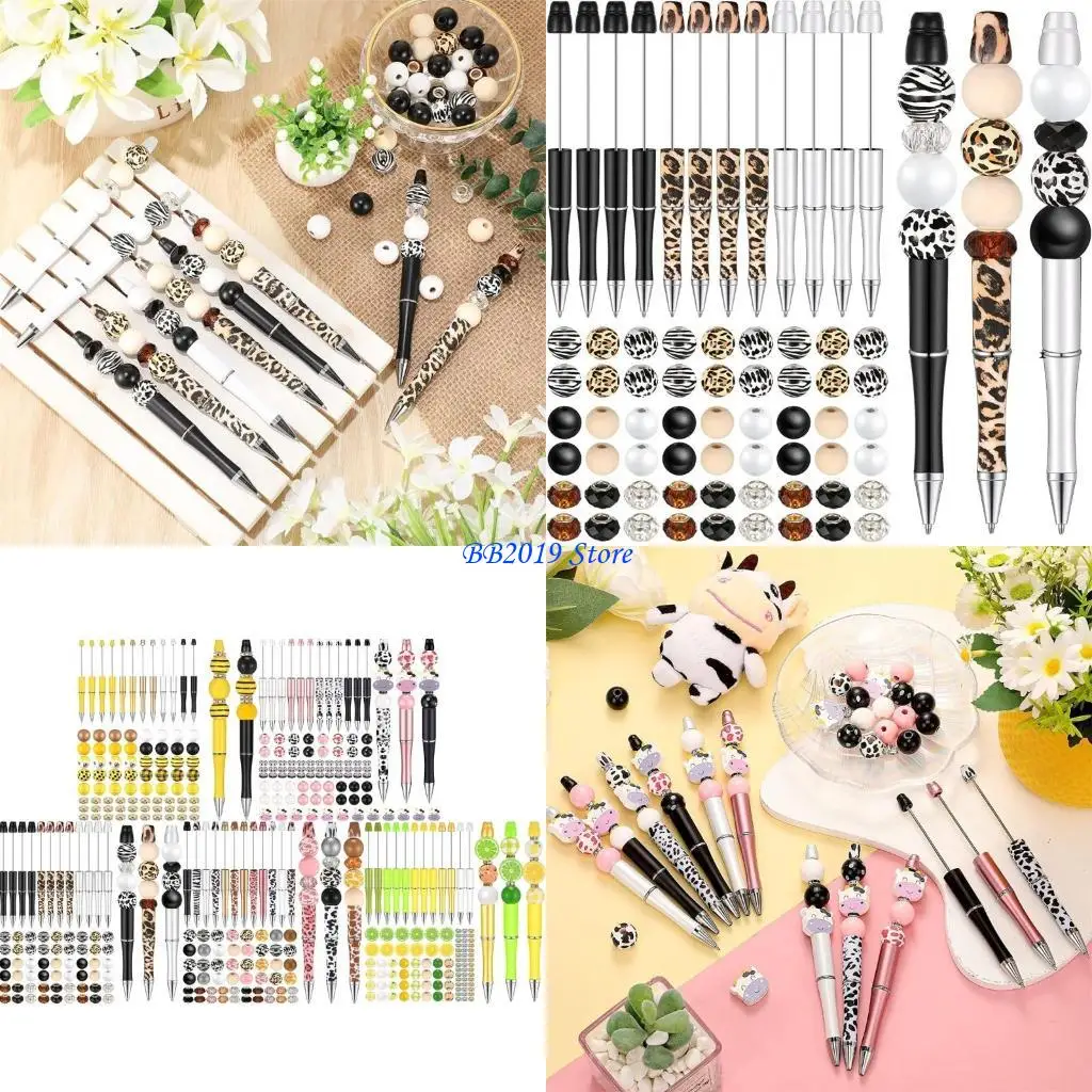 Q0KB Ballpoint Pen Kits Bead Pen Set DIY Pen Kits Craft Making Kits Beadable Pens Material Office School Student Stationery