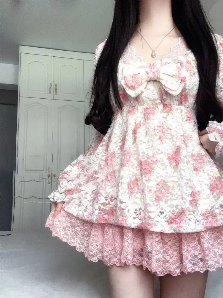 Y2K Floral Vintage Sweet Elegant Dress 2