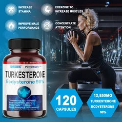 Turkesterone Supplement - Improves Male Performance, Endurance, Motivation, Focus & Muscle Mass - Non-GMO & Vegan Capsules