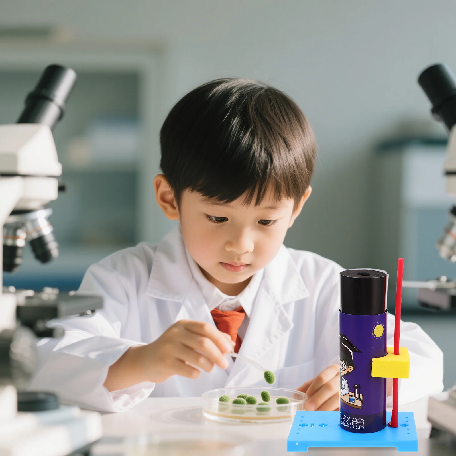 

1 set 1 Set 'S Diy Microscope Kit Unfinished Small Plastic Educational Science Experiment For Family Parent-