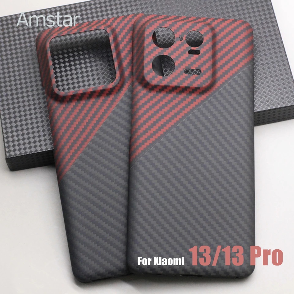 Amstar Dual-color Carbon Fiber Protective Case for Xiaomi 13 Pro Ultra-thin Anti-drop Aramid Fiber Mi 13 Series Phone Cover