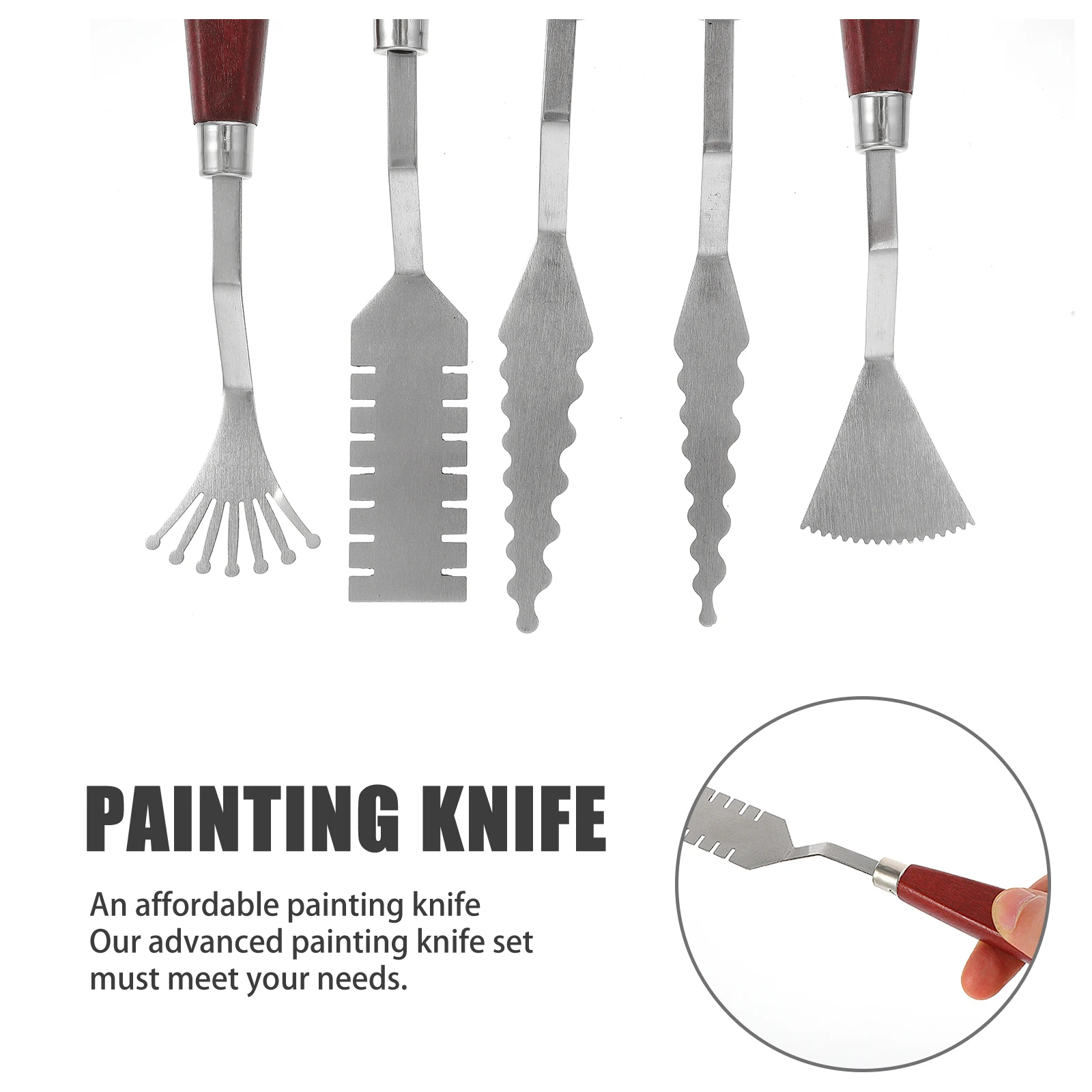 

5 PCS Oil Painting Knife Set Knives Spatula Tool Roses Scraper Tools Wooden Spatulas