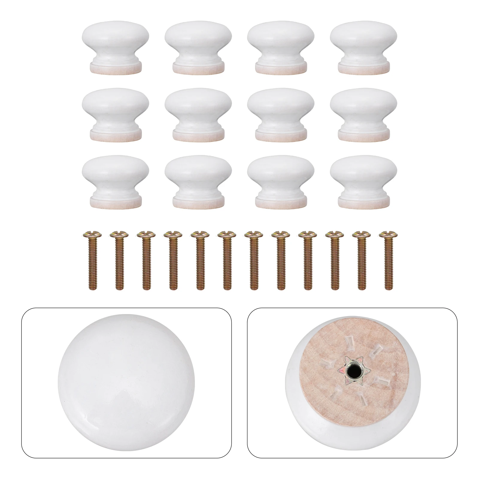

12pcs Wooden Drawer Pull Handles Cabinet Knob Durable Replacement Easy Install Home Decoration Door Handle Cupboard Pulls
