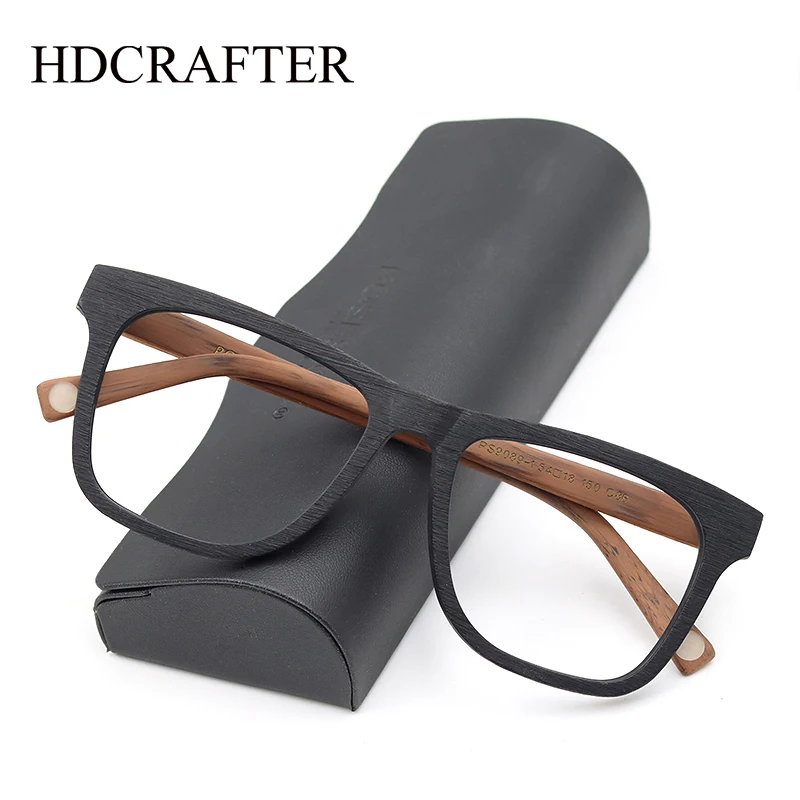 

HDCRAFTER Glasses Frame Men Wood Square Optical male eyeglasses frames Myopia Prescription eye glasses eyewear gafas graduadas