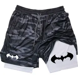 Men's Camo Compression Shorts Y2K Bat Print Quick Dry Breathable Performance Shorts Gym Workout Sports Shorts with Pockets M-3XL