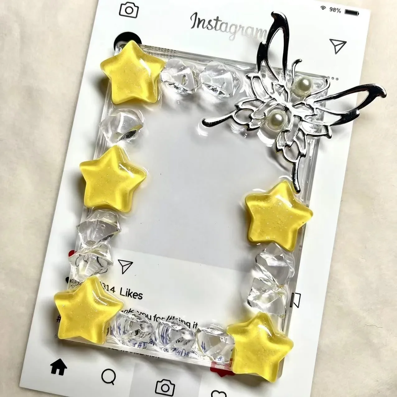 カードレンガ完成品 ブルーシェルスター insUVドリップレジン 透明 かわいい 万能 立体ハート