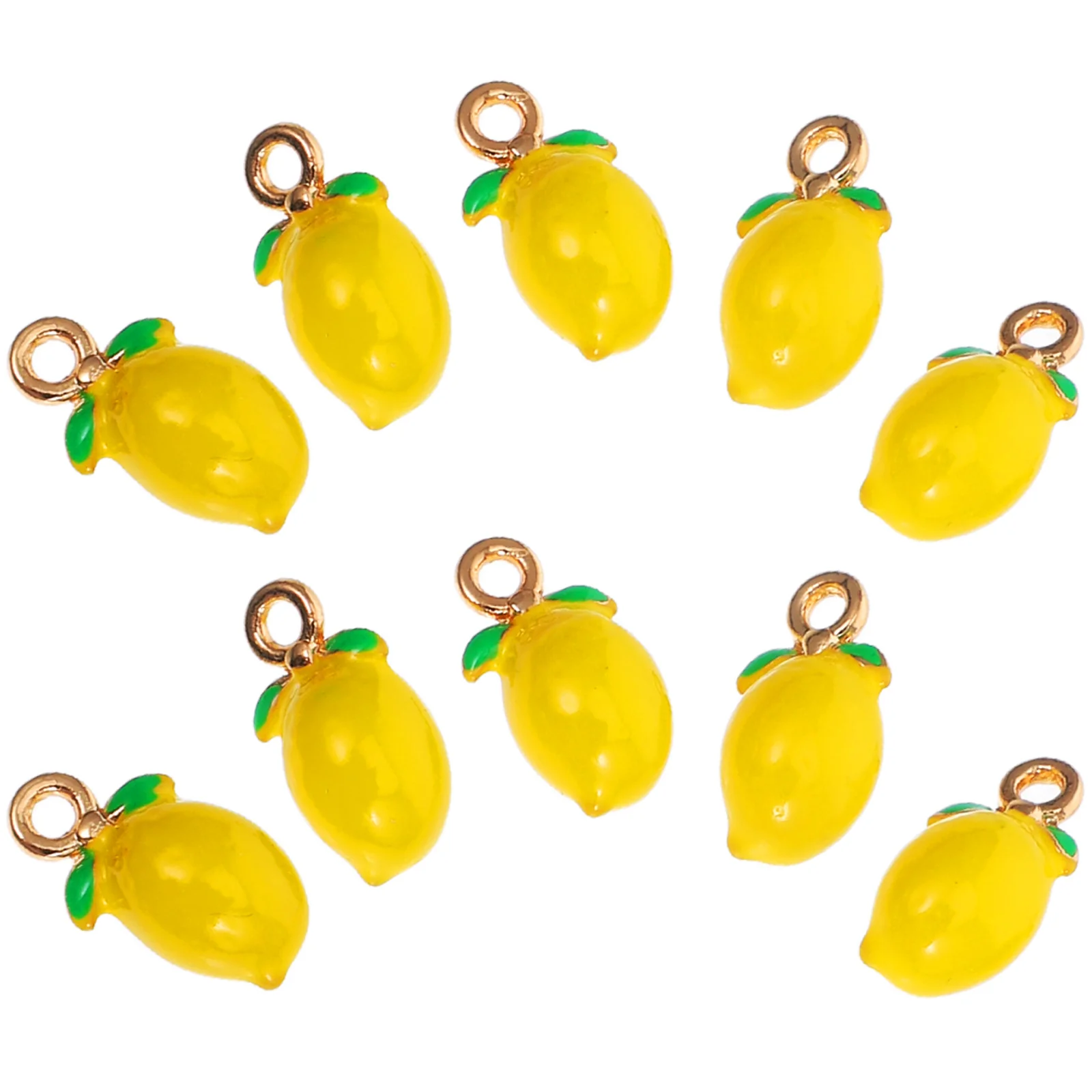 

10Pcs Lemon Charm Keychains Realistic Pendant for DIY Jewelry Making Cute Fruit Charms Alloy Pendants Summer Accessories