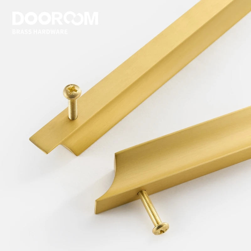 Maniglie per mobili in ottone Dooroom, moderne, lunghe, in oro opaco, per armadi, guardaroba, cassettiere, scatole per scarpe, cassettiere, armadietti, pomelli