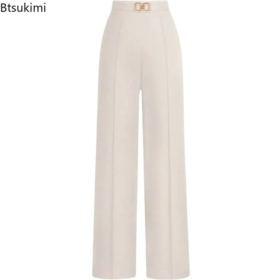 New Women's High Waist Commute Pants Slim Drape Casual Wide Leg Suit Pants Business Office Wear Comfortable All Match Trousers