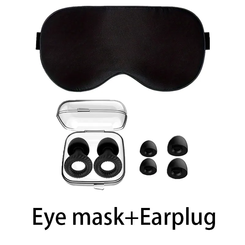 HUAK Sleep Set Soft Eye Mask with Silicone Ear Plugs for Home Travel Office Airplane Noise Reduction Comfortable Travel Accessor