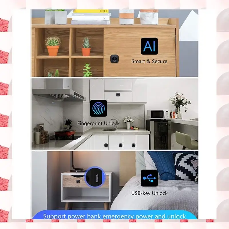 ABGN Smart Biometric Cabinet Lock - Keyless  File Drawer Wardrobe Lock For Home Office