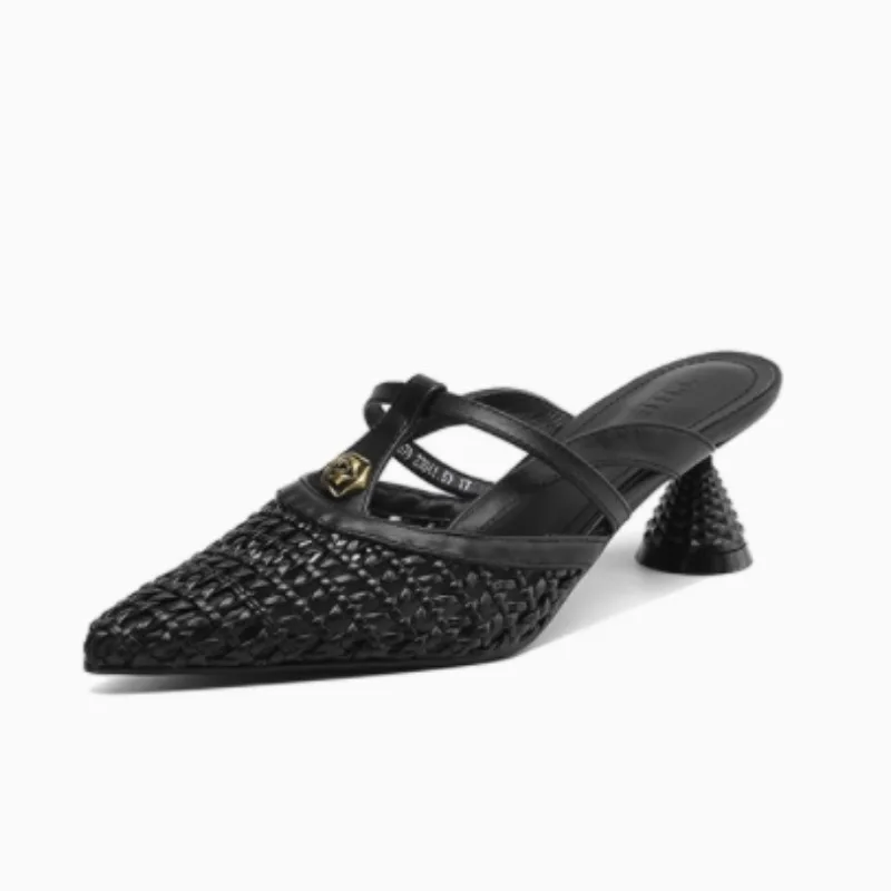 الفرنسية قسط عالية الكعب النساء النعال زهرة أنيقة البغال أحذية الكعب الصنادل 2025 الصيف الشرائح فستان مضخات أحذية امرأة