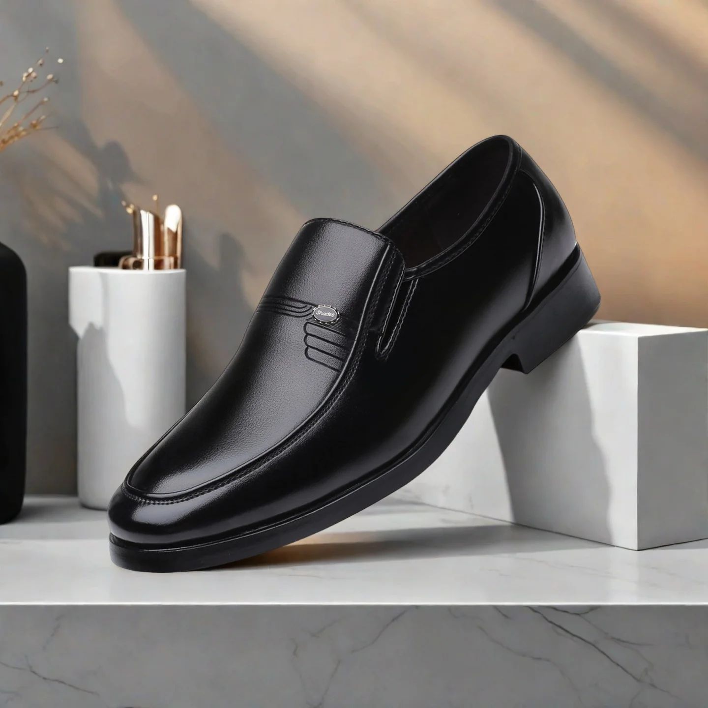 

Деловые элегантные мужские модельные туфли, черные мягкие мужские кожаные туфли с круглым носком, формальные удобные мужские лоферы для папы, большие размеры