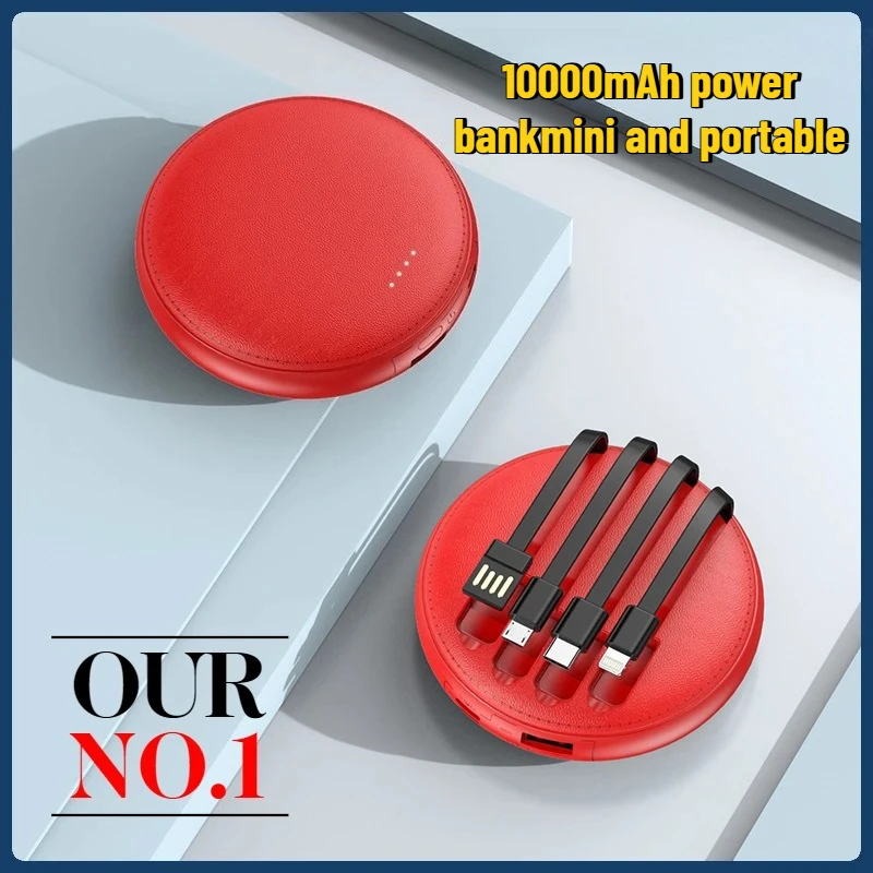 

10000mAh Built-in 4-line Power Bank Portable Mini Mobile Power Source Ultra-fast and Portable