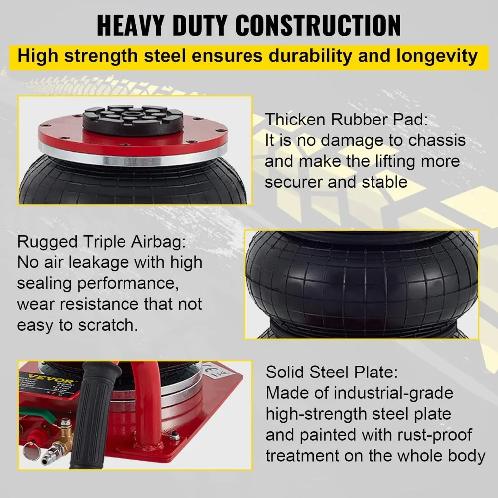 Triple Bag Air Jack by VEVOR - 3 Ton Capacity, Fast Lifting for Cars up to 15.75 Inches