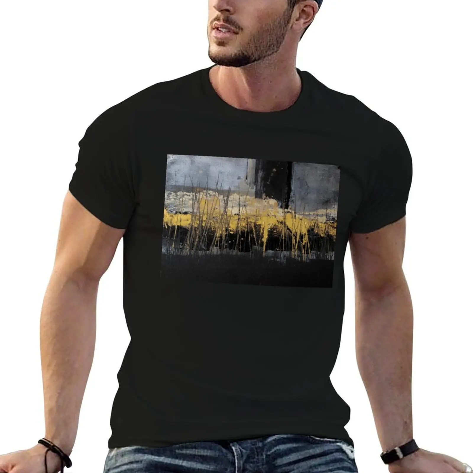 

Horizontal black yellow T-Shirt t shirt man luxury t shirt man plain T-Shirt