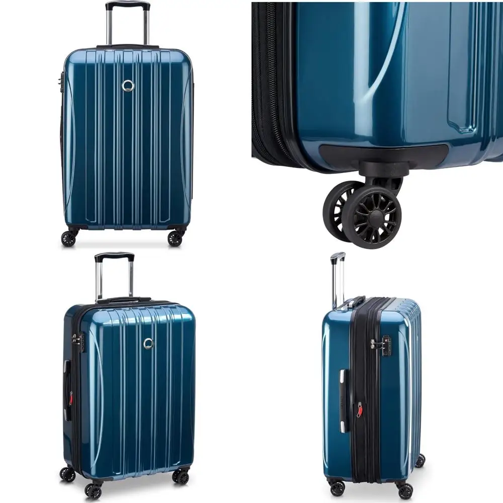 Equipaje giratorio expandible mediano de 24 pulgadas con diseño Aero verde azulado rígido para viajes