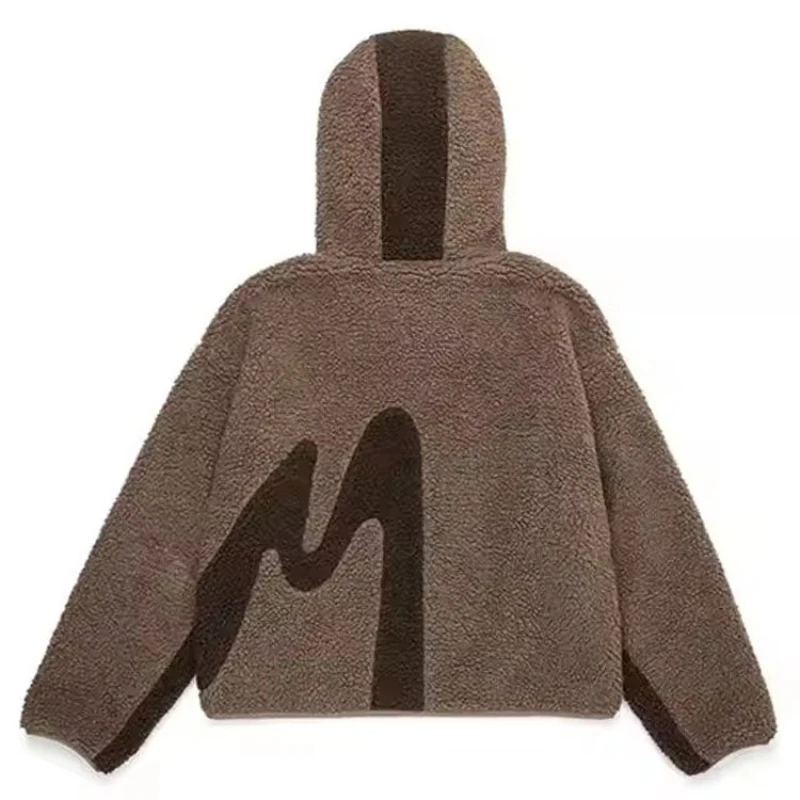 2025 Men and women with the same autumn and winter fashion warm polar fleece casual color contrast personality zipper hoodie