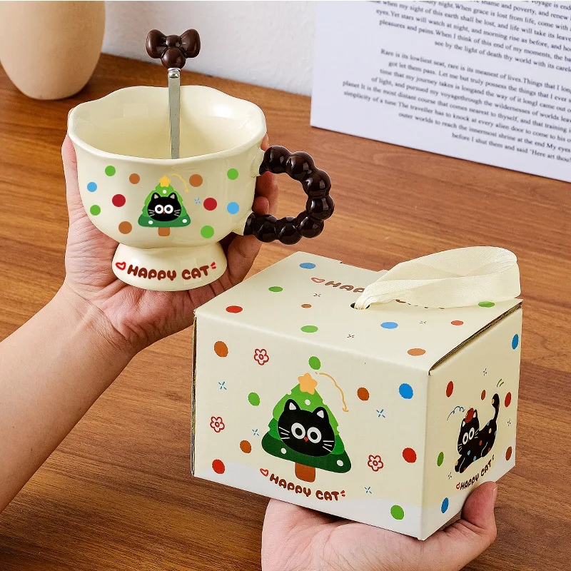 

Cartoon cup high value gift cute ceramic mug business practical gift box annual meeting lottery small gift