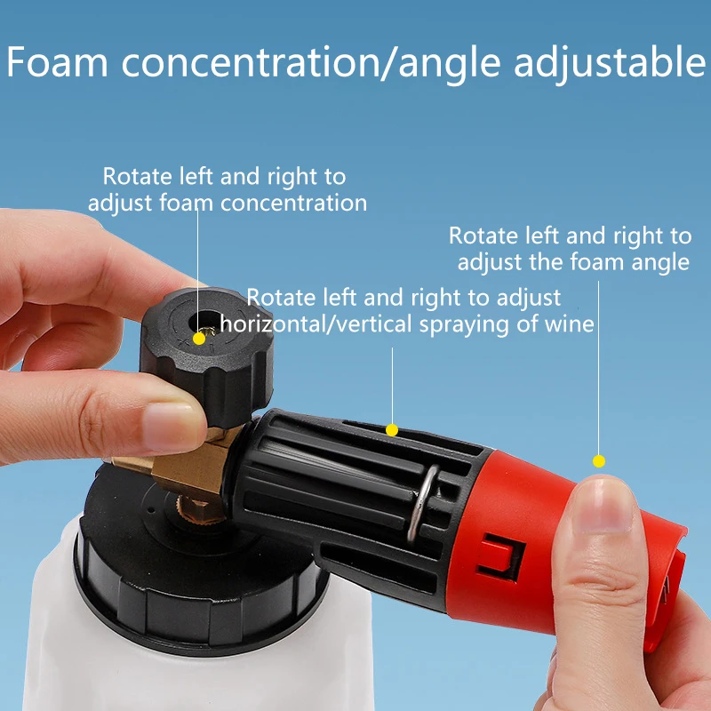 Adjustable Spray Angle High Pressure Cleaning Tool High Pressure Snowflake Foam Spray Gun 1L Large Capacity 1/4 Quick Connect