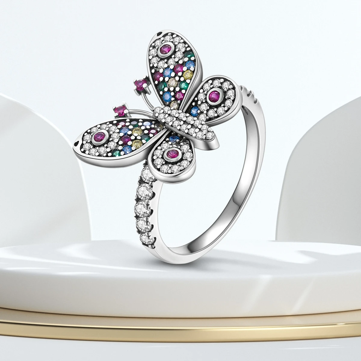 925 Sterling Silver Butterfly Dragonfly Insect Closed Ring For Women Valentine\'s Birthday Gifts DIY Wedding Jewelry Accessory