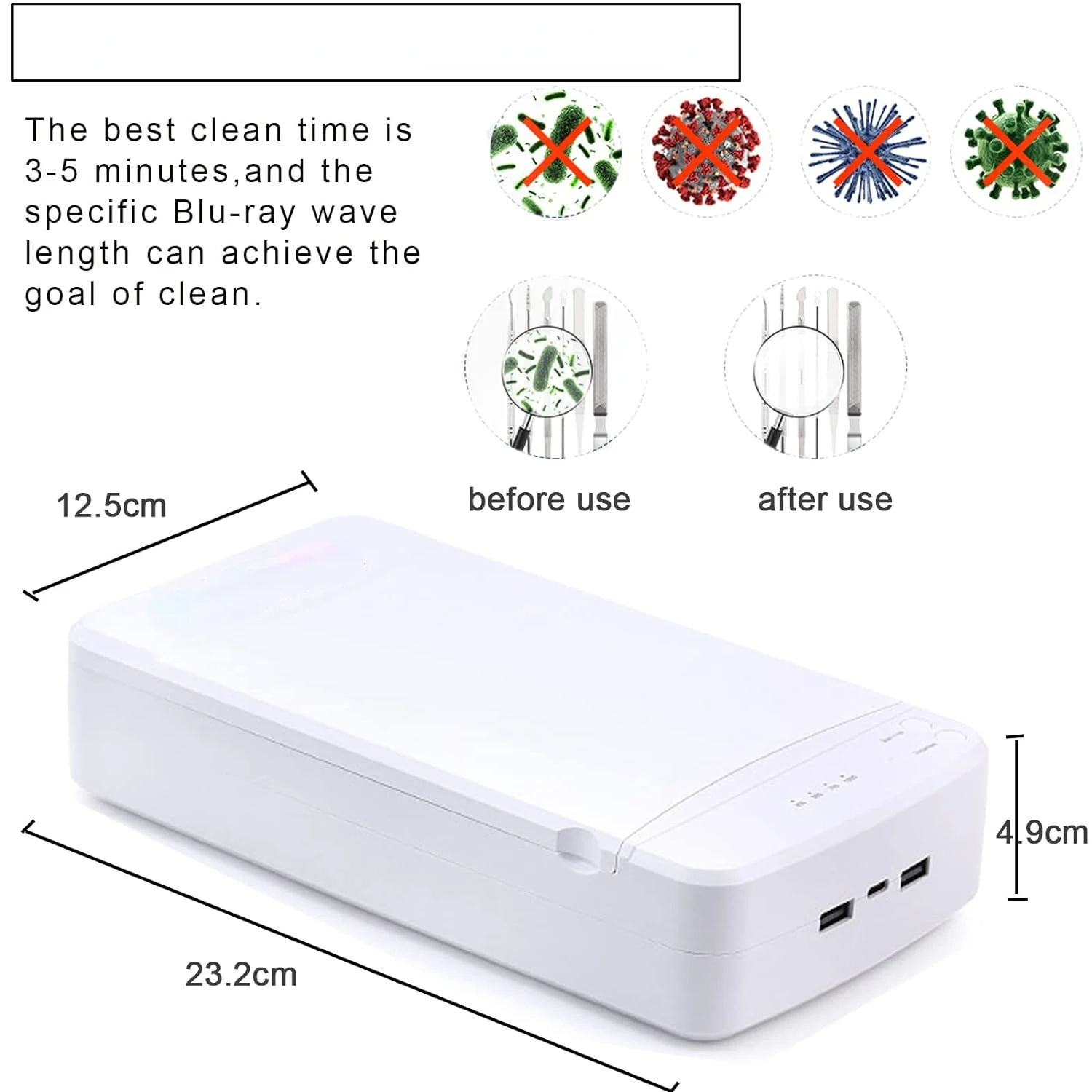 

Efficient, Portable Blue Light USB Nail Tool Sterilizer - Compact and Convenient Sterilizing Box for Tweezers, Tattoo Equipment,